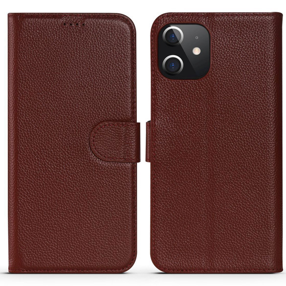 iPhone 12 Pro Max/12 Pro/12 mini Case, Fashion Cowhide Genuine Leather Wallet Cover, Red | iCoverLover Australia