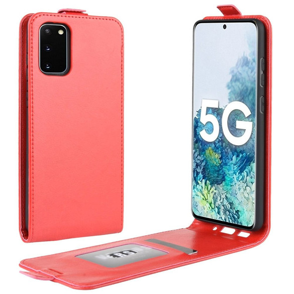 For Samsung Galaxy S20 FE 4G/5G Vertical Flip PU Leather Protective Case, Card Slots & Photo Frame, Red | iCoverLover Australia