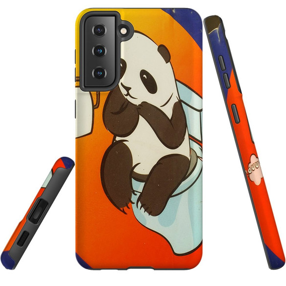 For Samsung Galaxy S23 Ultra, S23+ Plus, S23, S22 Ultra, S22+, S22, S21 Case, Protective Cover, Pandas Toilet | Protective Cases | iCoverLover.com.au