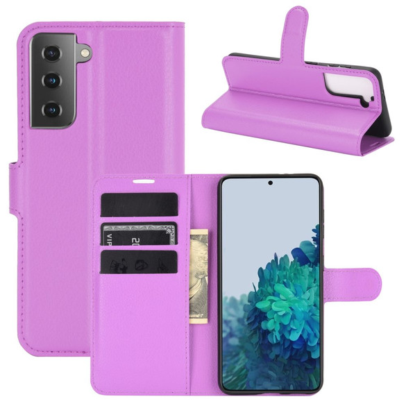 For Samsung Galaxy S21 Case Lychee Folio Protective PU Leather Wallet Cover, Purple | iCoverLover.com.au | Phone Cases