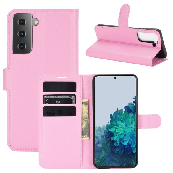 For Samsung Galaxy S21 Case Lychee Folio Protective PU Leather Wallet Cover, Pink | iCoverLover.com.au | Phone Cases