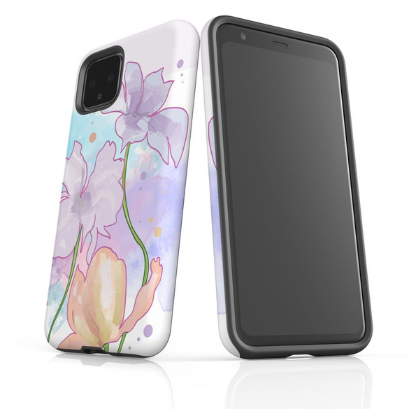 For Google Pixel 7, 6 Pro, 5, 4A 5G, 4A, 4 XL, 4 Case, Tough Protective Back Cover, Floral Watercolour | Protective Cases | iCoverLover.com.au