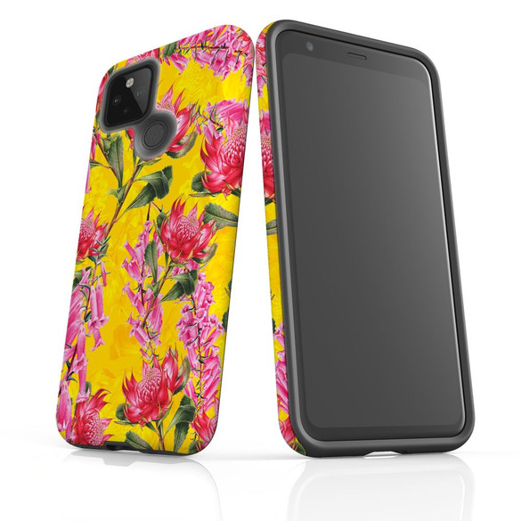 For Google Pixel 5 Case Armour Protective Cover Warm Flowers