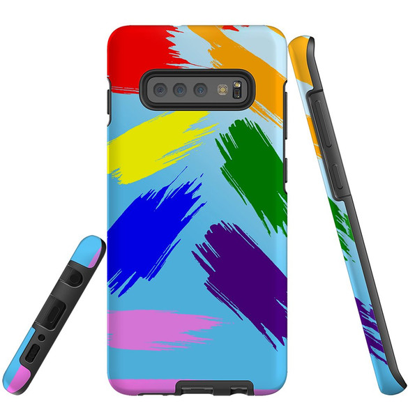 For Samsung Galaxy S10+ Plus Case, Tough Protective Back Cover, Rainbow Brushes | Protective Cases | iCoverLover.com.au