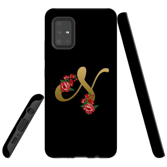 For Samsung Galaxy A51 5G/4G, A71 5G/4G, A90 5G Case, Tough Protective Back Cover, Embellished Letter N | Protective Cases | iCoverLover.com.au