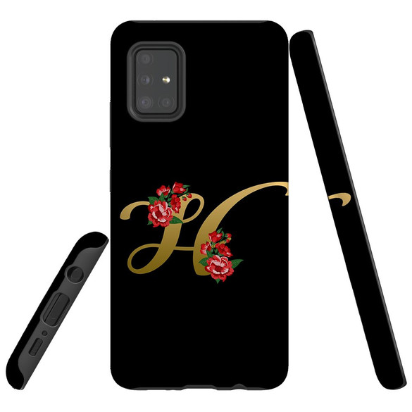 For Samsung Galaxy A51 5G/4G, A71 5G/4G, A90 5G Case, Tough Protective Back Cover, Embellished Letter H | Protective Cases | iCoverLover.com.au