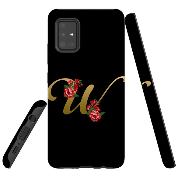 For Samsung Galaxy A51 5G/4G, A71 5G/4G, A90 5G Case, Tough Protective Back Cover, Embellished Letter W | Protective Cases | iCoverLover.com.au