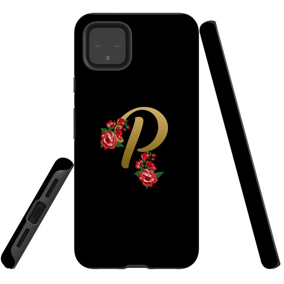 For Google Pixel 7, 6 Pro, 5, 4A 5G, 4A, 4 XL, 4 Case, Tough Protective Back Cover, Embellished Letter P | Protective Cases | iCoverLover.com.au