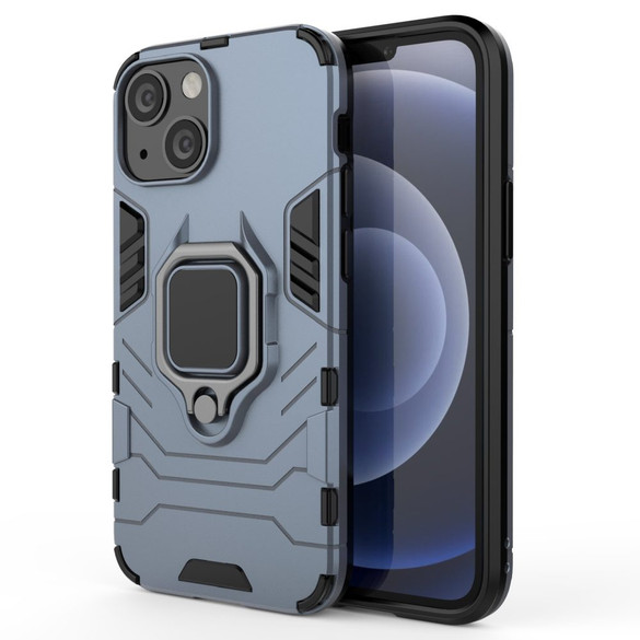 For iPhone 13 Pro Max, 13, 13 Pro, 13 mini Case, Shockproof PC/TPU Protective Cover with Magnetic Ring Holder, Navy Blue | Plastic Cases | iCoverLover.com.au