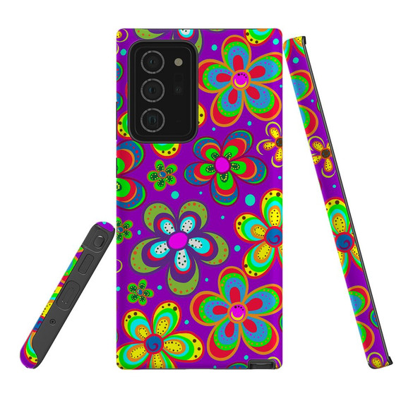 For Samsung Galaxy Note Series Case, Protective Back Cover, Purple Floral Design | Shielding Cases | iCoverLover.com.au