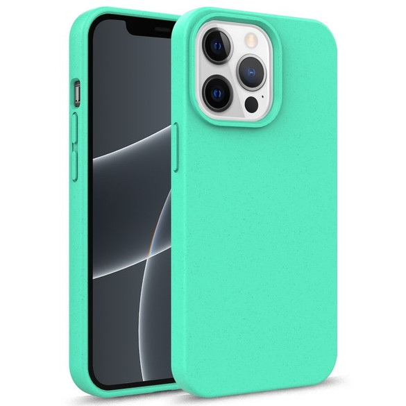 For iPhone 14 Pro Max, 14 Pro, 14 Plus, 14 Case, Starry Series Wheat Straw+TPU, Protective Cover, Green | Back Cases | iCoverLover.com.au