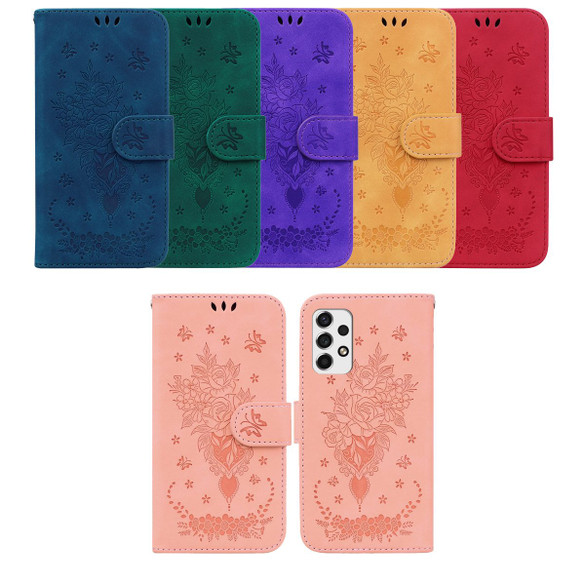 For Samsung Galaxy A33 5G Case, Butterfly Rose Embossed PU Leather Wallet Cover | Folio Cases | iCoverLover.com.au