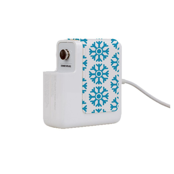 Wall Charger Wrap in 2 Sizes, Paper Leather, Blue Snowflakes | AddOns | iCoverLover.com.au