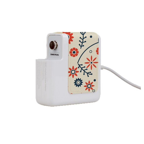 Wall Charger Wrap in 2 Sizes, Paper Leather, Orange And Blue Flowers | AddOns | iCoverLover.com.au