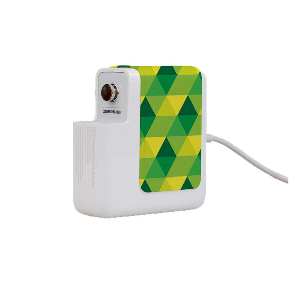 Wall Charger Wrap in 2 Sizes, Paper Leather, Green And Yellow Triangles | AddOns | iCoverLover.com.au