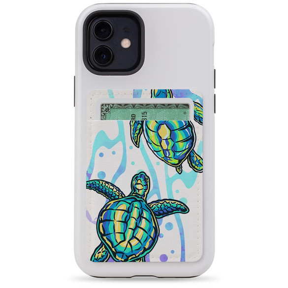1 or 2 Card Slot Wallet Adhesive AddOn, Paper Leather, Swimming Turtles | AddOns | iCoverLover.com.au