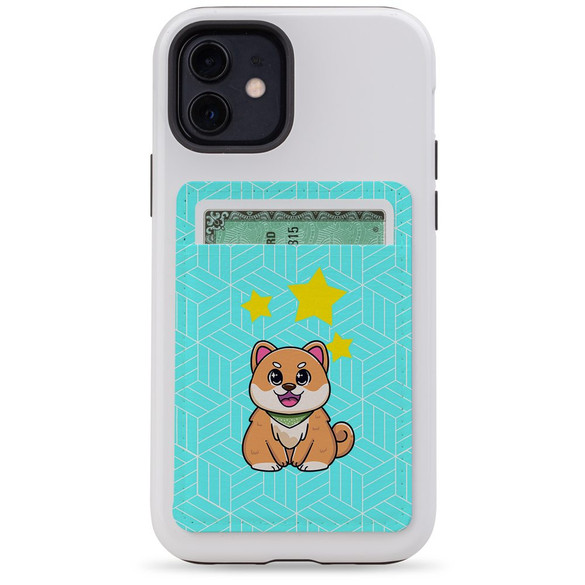 1 or 2 Card Slot Wallet Adhesive AddOn, Paper Leather, Shiba Inu Dog | AddOns | iCoverLover.com.au