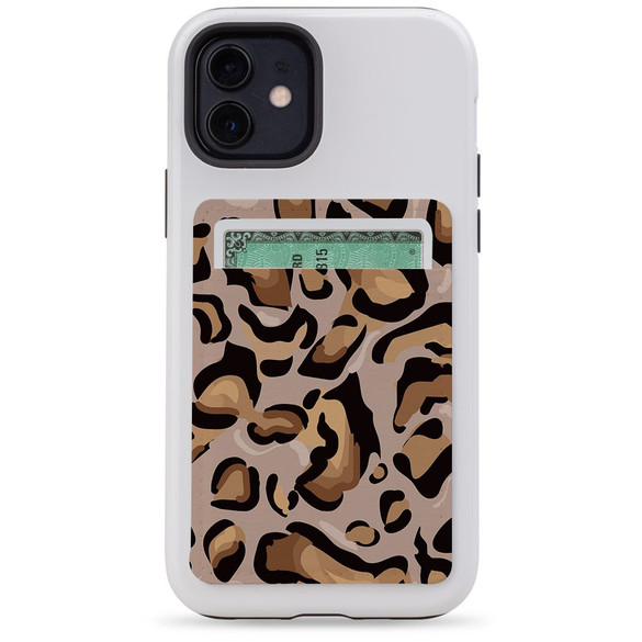 1 or 2 Card Slot Wallet Adhesive AddOn, Paper Leather, Leopard Pattern | AddOns | iCoverLover.com.au