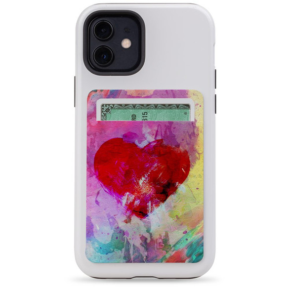 1 or 2 Card Slot Wallet Adhesive AddOn, Paper Leather, Heart Painting | AddOns | iCoverLover.com.au