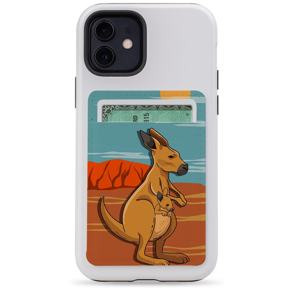 1 or 2 Card Slot Wallet Adhesive AddOn, Paper Leather, Kangaroo Illustration | AddOns | iCoverLover.com.au
