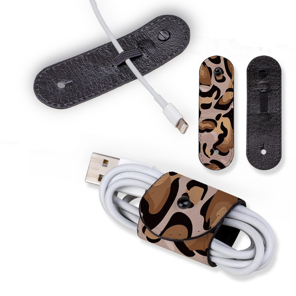 Universal Cable Cord Wrap (100mm x 30mm), Paper Leather, Leopard Pattern | AddOns | iCoverLover.com.au