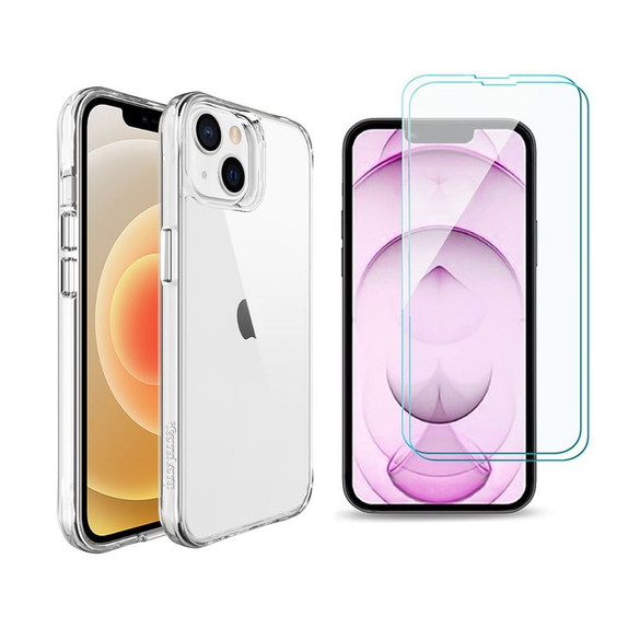 iCoverLover For iPhone 13 Case & [2-Pack] Tempered Glass Screen Protectors, Clear