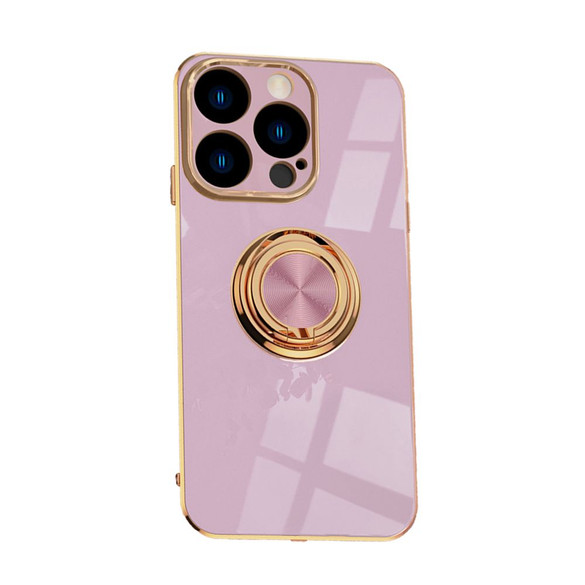 For iPhone 15 Pro Max, 15 Pro, 15 Plus, 15 Case, Electroplated Cover, Kickstand Ring Holder, Purple | iCoverLover