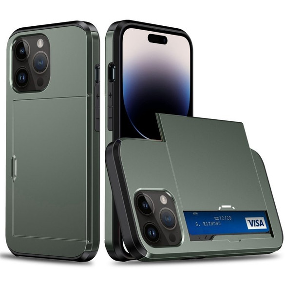 For iPhone 15 Pro Max, 15 Pro, 15 Plus & 15 Case, Durable Protective Card Slot Shockproof Cover, Army Green | iCoverLover Australia