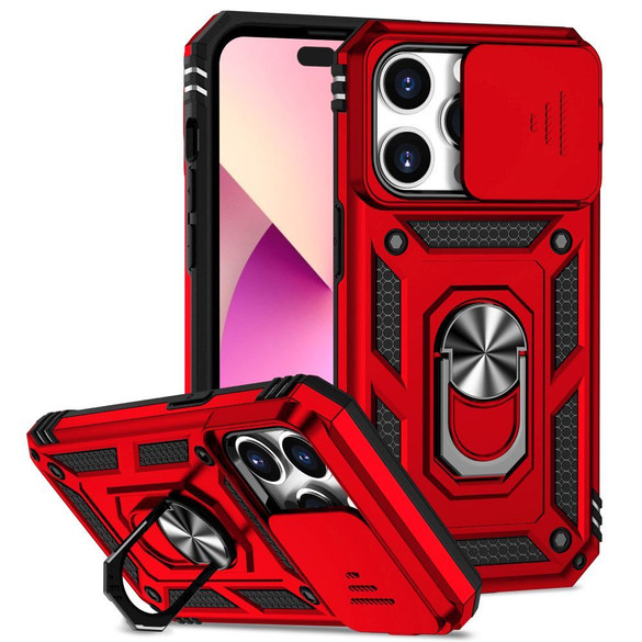 For iPhone 15 Series Case, Protective, Slide Camera Cover, Holder, Red | iCoverLover