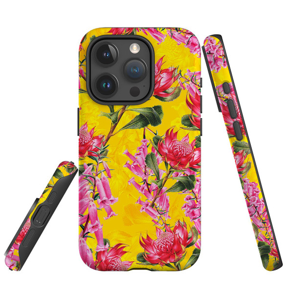 For iPhone 15 Pro Case Tough Protective Cover, Flower Pattern | Protective Covers | iCoverLover Australia