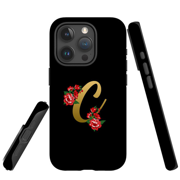 For iPhone 15 Pro Case Tough Protective Cover, Embellished Letter C | Protective Covers | iCoverLover Australia