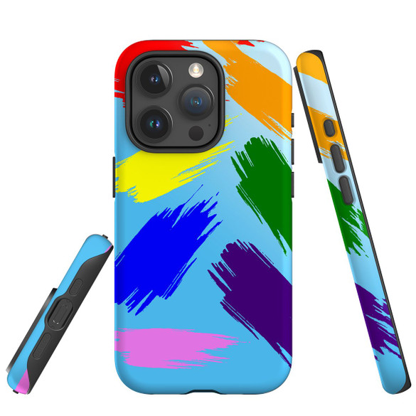 For iPhone 15 Pro Max Case Tough Protective Cover, Rainbow Brushes | Protective Covers | iCoverLover Australia