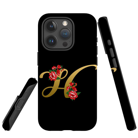 For iPhone 15 Pro Case Tough Protective Cover, Embellished Letter H | Protective Covers | iCoverLover Australia