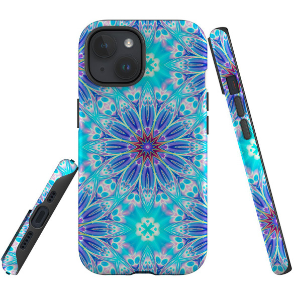 For iPhone 15 Plus Case Tough Protective Cover, Psychedelic Blues | Protective Covers | iCoverLover Australia