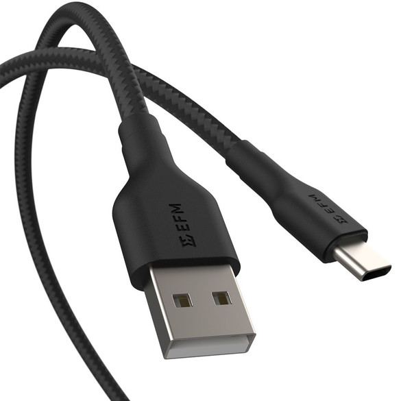 EFM Braided USB-A to USB-C Cable, Power & Data, 1M | iCoverLover