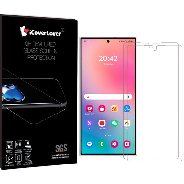iCoverLover Samsung Galaxy S24 Tempered Glass - 2-Pack Screen Protectors, Crystal Clear, Long-Lasting