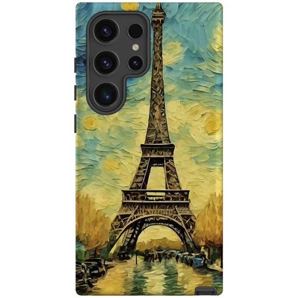 Eiffel Tower Painting Tough Protective Cover for Galaxy S24 Ultra, S24+ Plus, S24 | Iconic Guard