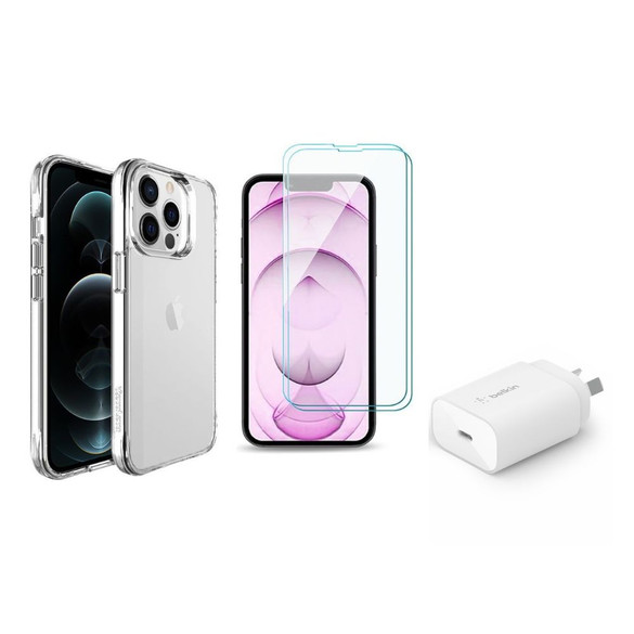 Pro iPhone 14 Pro Armor Kit: Case, [2-Pack] Glass Protectors, & Wall Charger | iCoverLover