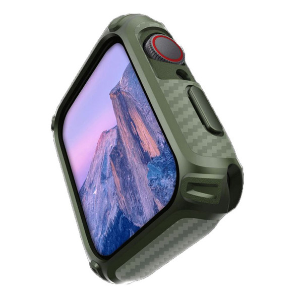 For Apple Watch Series 9, 41-mm Case, Carbon Fibre Texture Cover Army Green - iCoverLover Australia