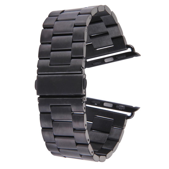 For Apple Watch Series 2, 38-mm Case, Butterfly Stainless Steel Watch Band, Black | iCoverLover.com.au