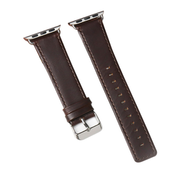 For Apple Watch Series 0, 38-mm Case, Genuine Leather Strap, Brown | iCoverLover.com.au