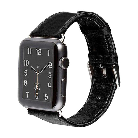 For Apple Watch Series 2, 38-mm Case, Genuine Leather Strap, Black | iCoverLover.com.au