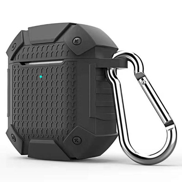 For AirPods 1st Gen Case, Armor Silicone Protective Cover, Carabiner, Black | iCoverLover Australia
