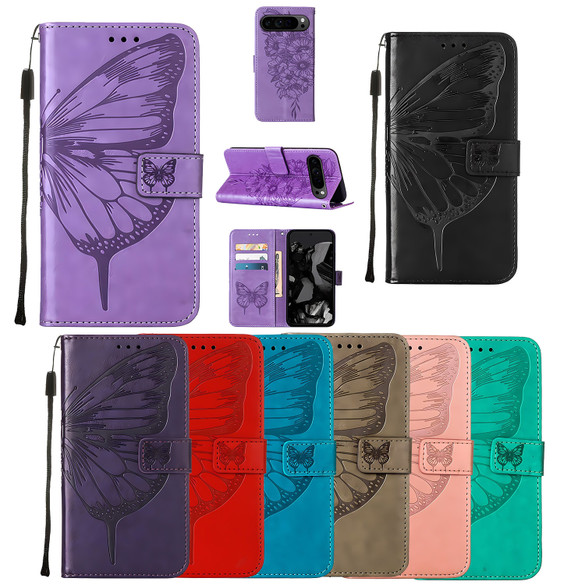 For Google Pixel 9 5G Case, Butterfly Emboss PU Leather Wallet Cover | iCoverLover.com.au