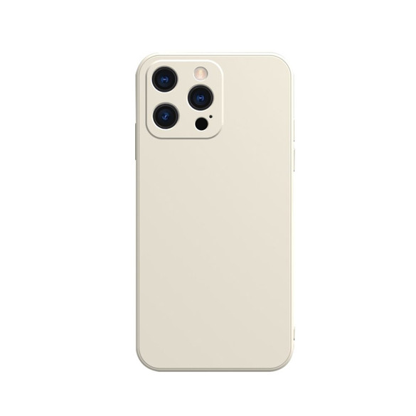 For iPhone 13 Pro Case Solid Color Cube Straight Edge Liquid Silicone Lining Flannel Cover, White | Plastic Cases | iCoverLover.com.au