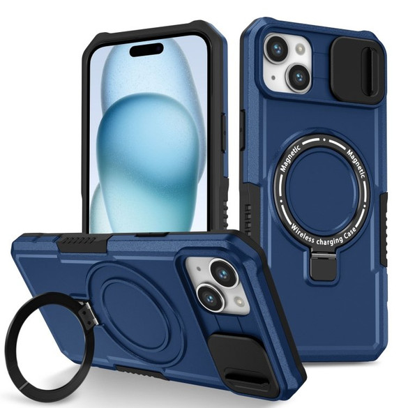 For iPhone 15 Case, MagSafe Compatible, Sliding Cam Shield & Holder, Protective Cover, Royal Blue | iCoverLover Australia