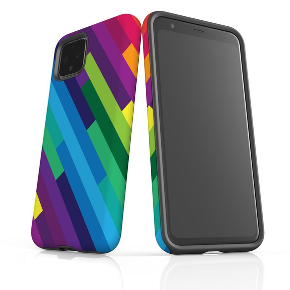 Google Pixel 4 Case Armour Protective Cover Rainbow