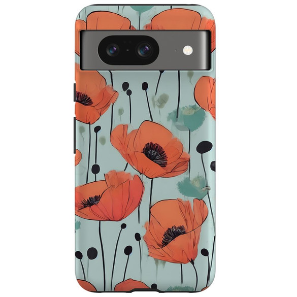 For Google Pixel 8 Tough Protective Cover, Poppy Field | iCoverLover Australia