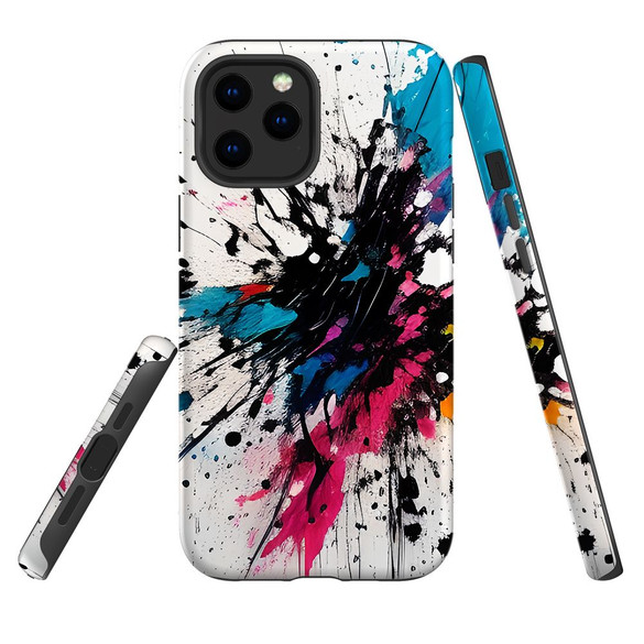 For iPhone 12 Pro Max Tough Protective Case, Dark Splatter | iCoverLover Australia