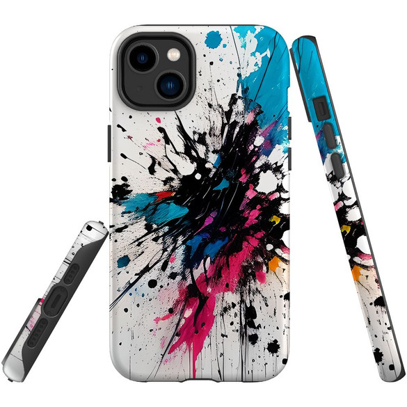 For iPhone 14 Plus Tough Protective Case, Dark Splatter | iCoverLover Australia
